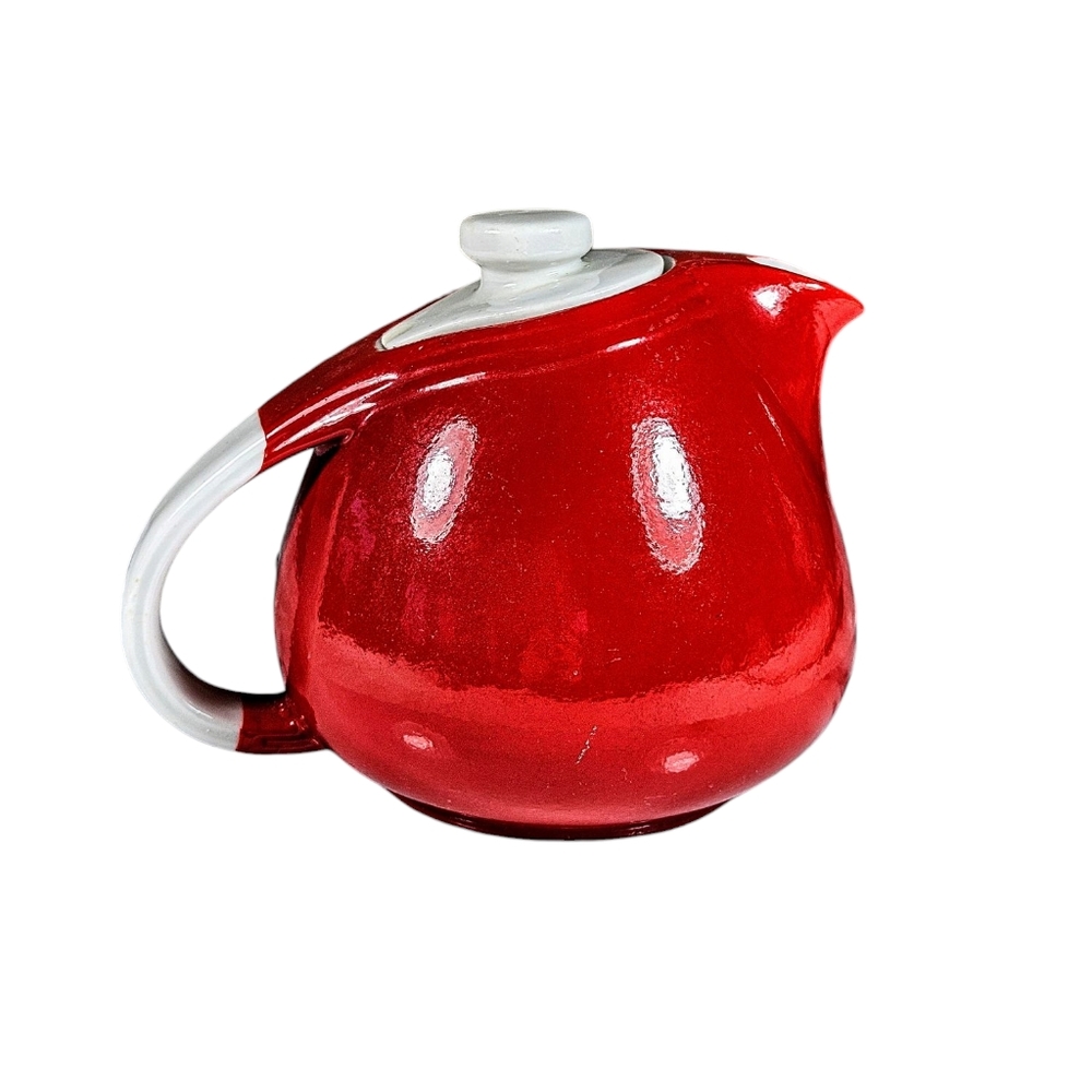 Vintage 1940's Hall's Superior Red San Grid Teapot Art Deco